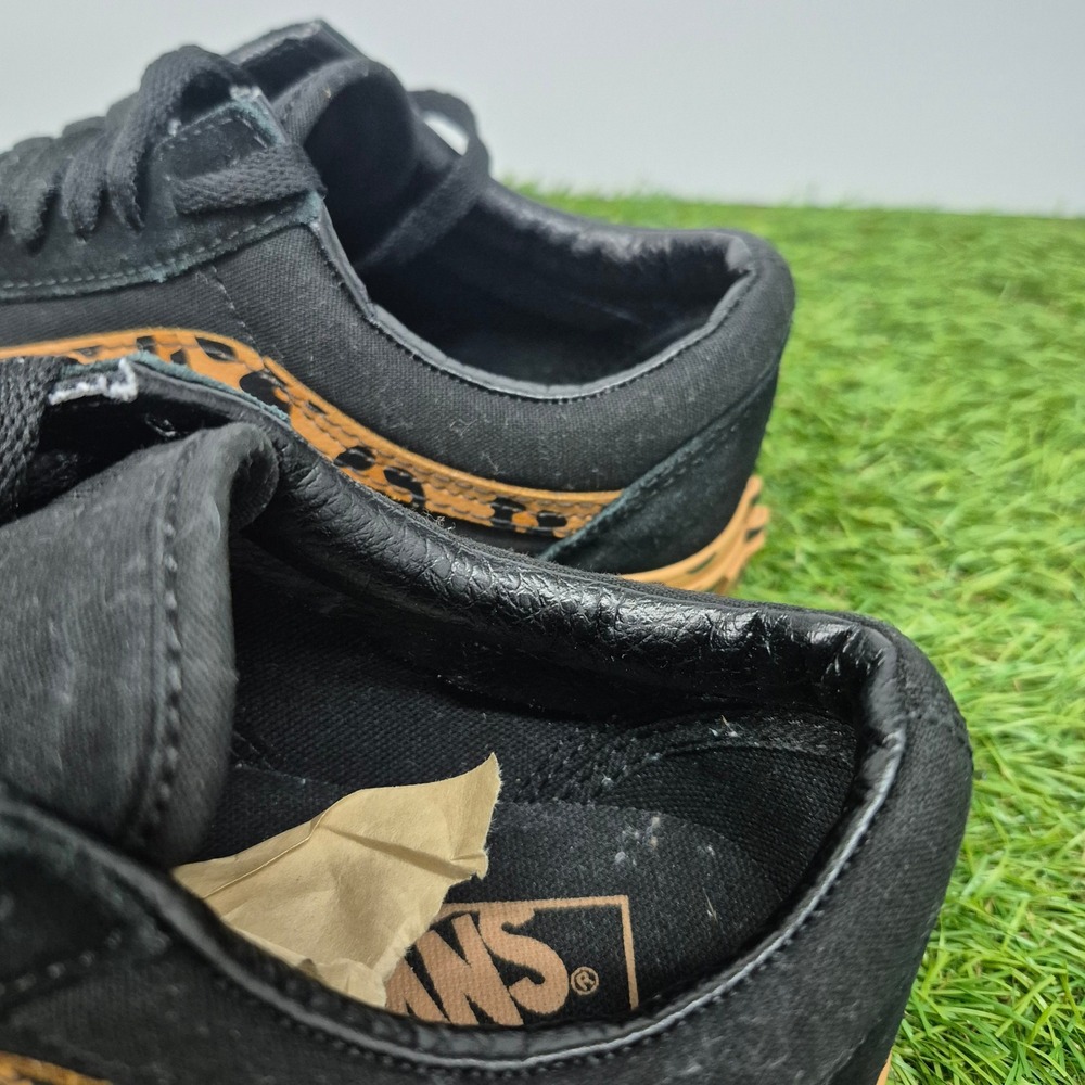 Vans Old Skool Sneakers Mens 7 Black Leopard Print Low Top Suede Canvas - Picture 7 of 8